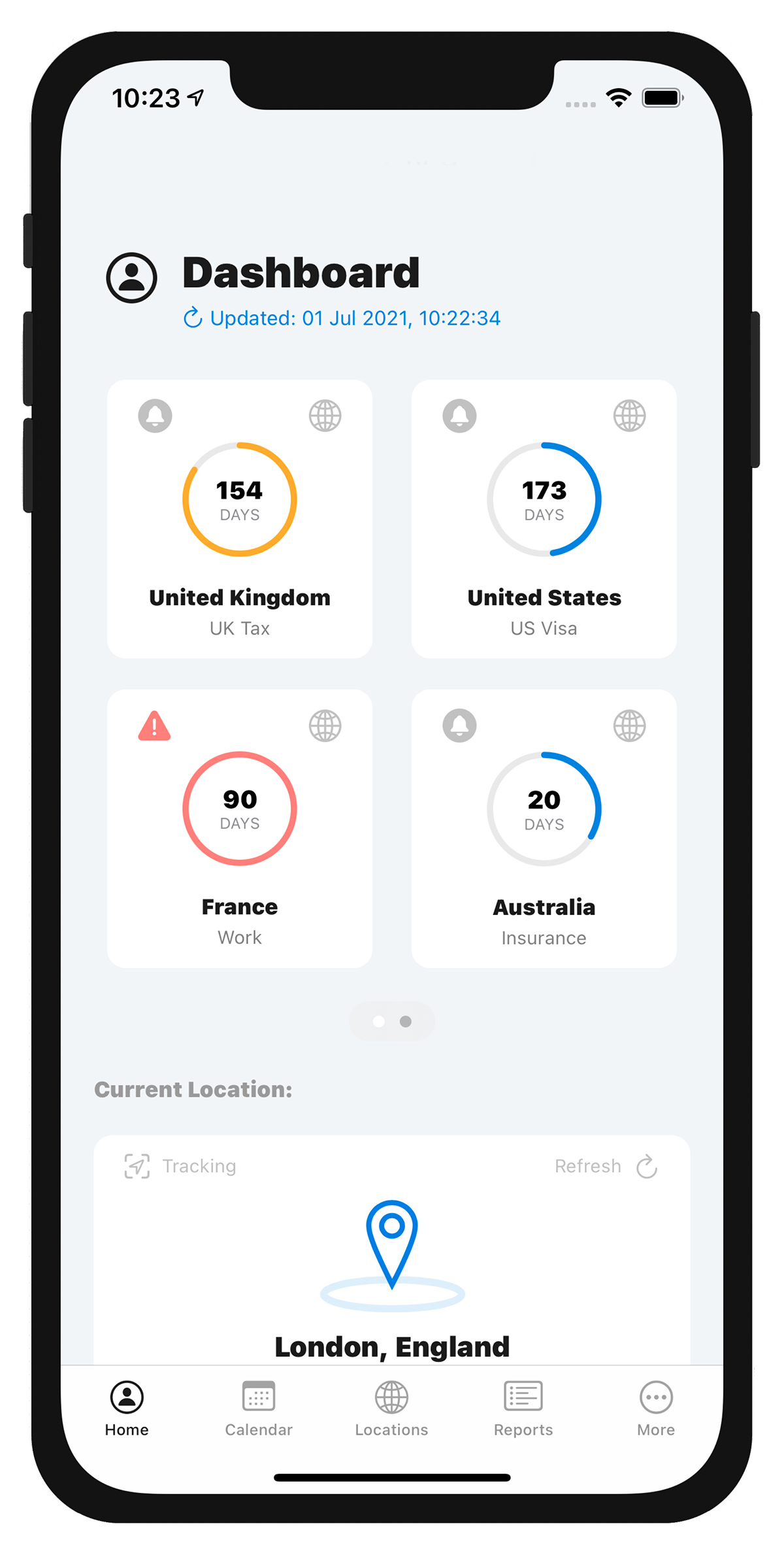 travel country counter app
